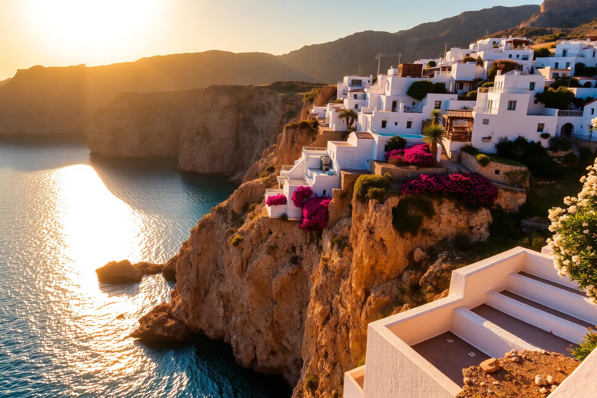 Cyprus kustlijn bij zonsondergang